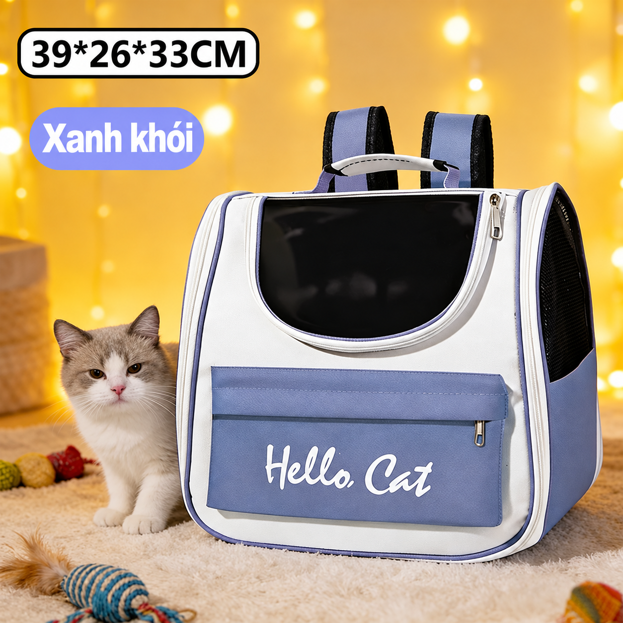 Balo đựng thú cưng chống thấm Hello Cat